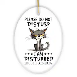 OrnamentallyYou - Please Do Not Disturb Quirky Cat Ornament Cute and Funny Christmas Gift - Multi-colored