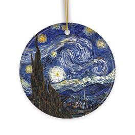 OrnamentallyYou - Vincent Van Gogh The Starry Night Ceramic Ornament Famous Painting Christmas Decoration Souvenir Circle - Multi-colored