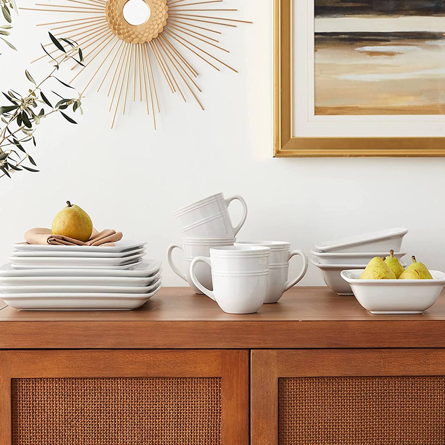 Alt View 1. American Atelier - Madelyn White Square 16PC Set - White.