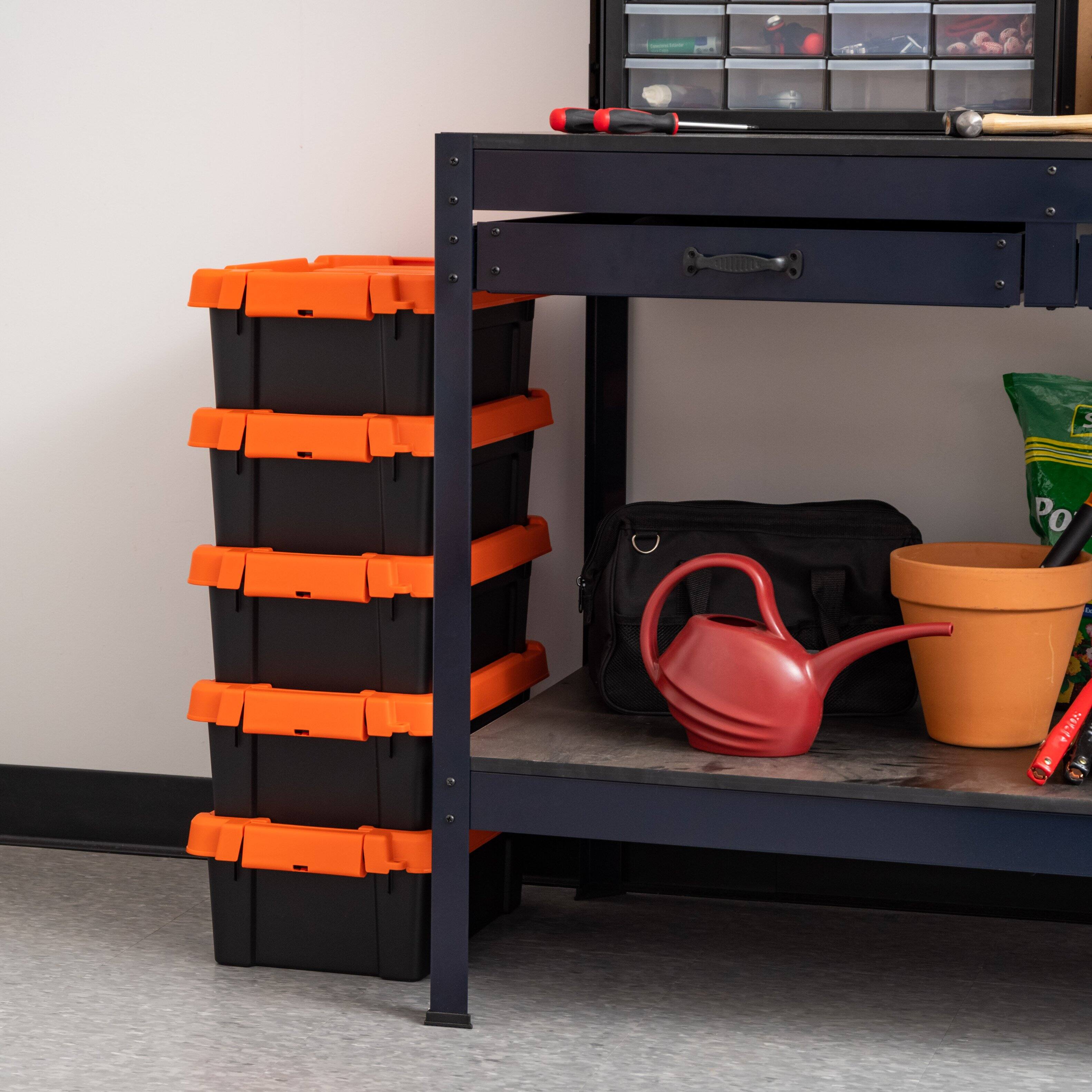 Alt View 3. IRIS USA - IRIS USA Lockable Heavy Duty Plastic Storage Bins Container with Lids and Secure Latching Buckles - Black/Orange.