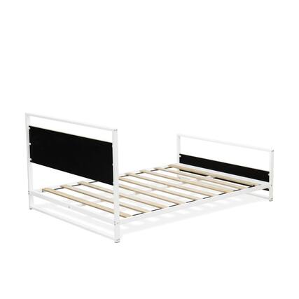 Front. East West Furniture - Erie Platform Bed Frame with 4 Metal Legs - High-class Bed in Powder Coating White Color and White Wood laminate - White.