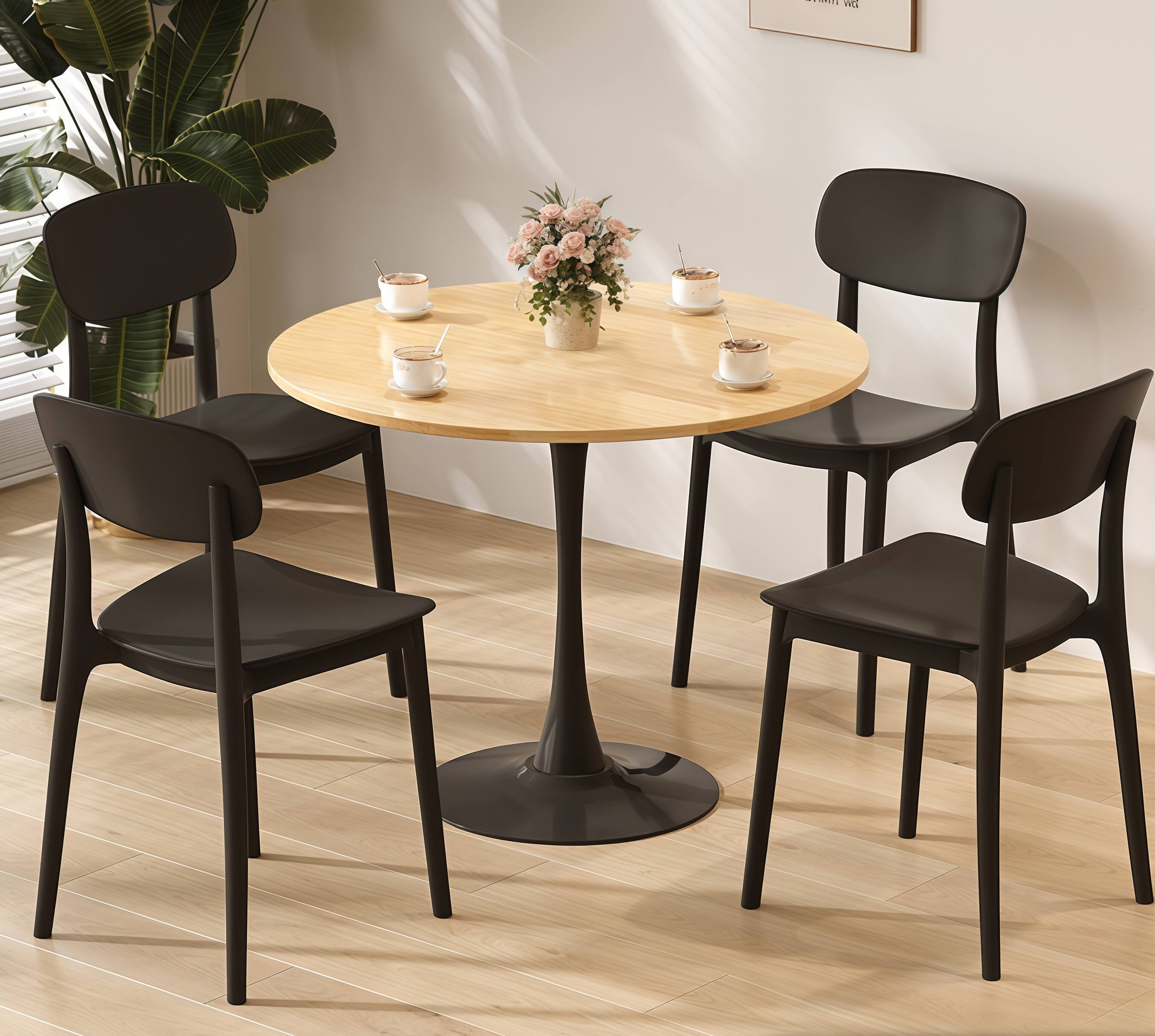 Alt View 2. PexFix - 23.6" Minimalist Round Dining Table, Space-Saving Coffee Table for Kitchen & Living Room - Natural.
