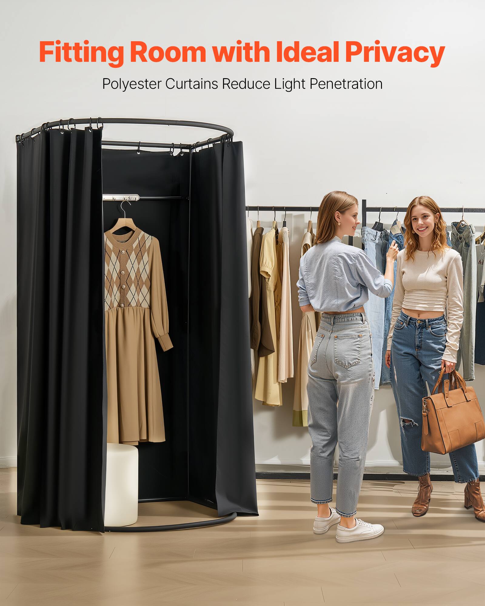 Fitting Room with Ideal Privacy  
Polyester Curtains Reduce Light Penetration