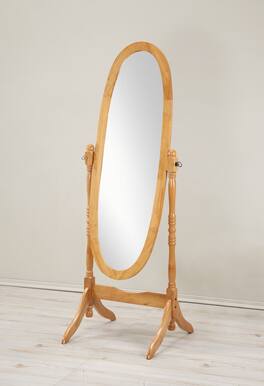 BreeBe - Traditional Queen Anna Style Wood Floor Cheval Mirror, Finish - Oak