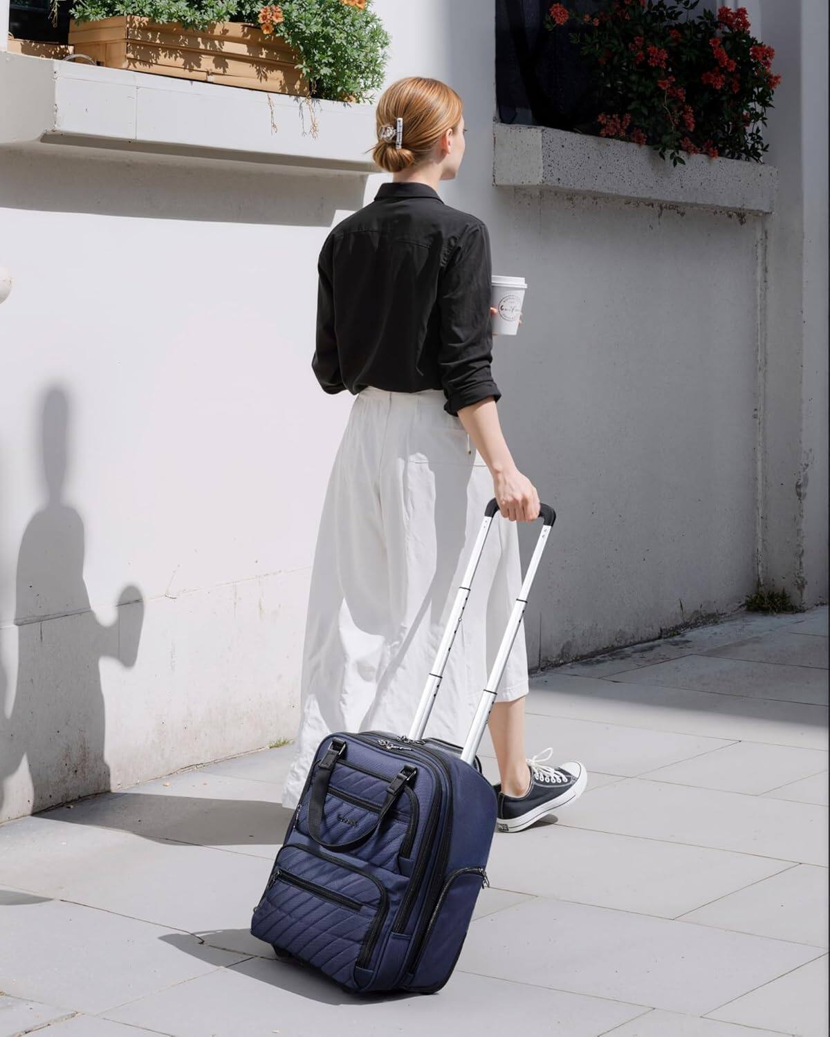 Angle. LUGGEX - LUGGEX 16 Inch Underseat Carry On Luggage with Wheels,Softside Lightweight Suitcase UDK - LX-UX - Blue Black.