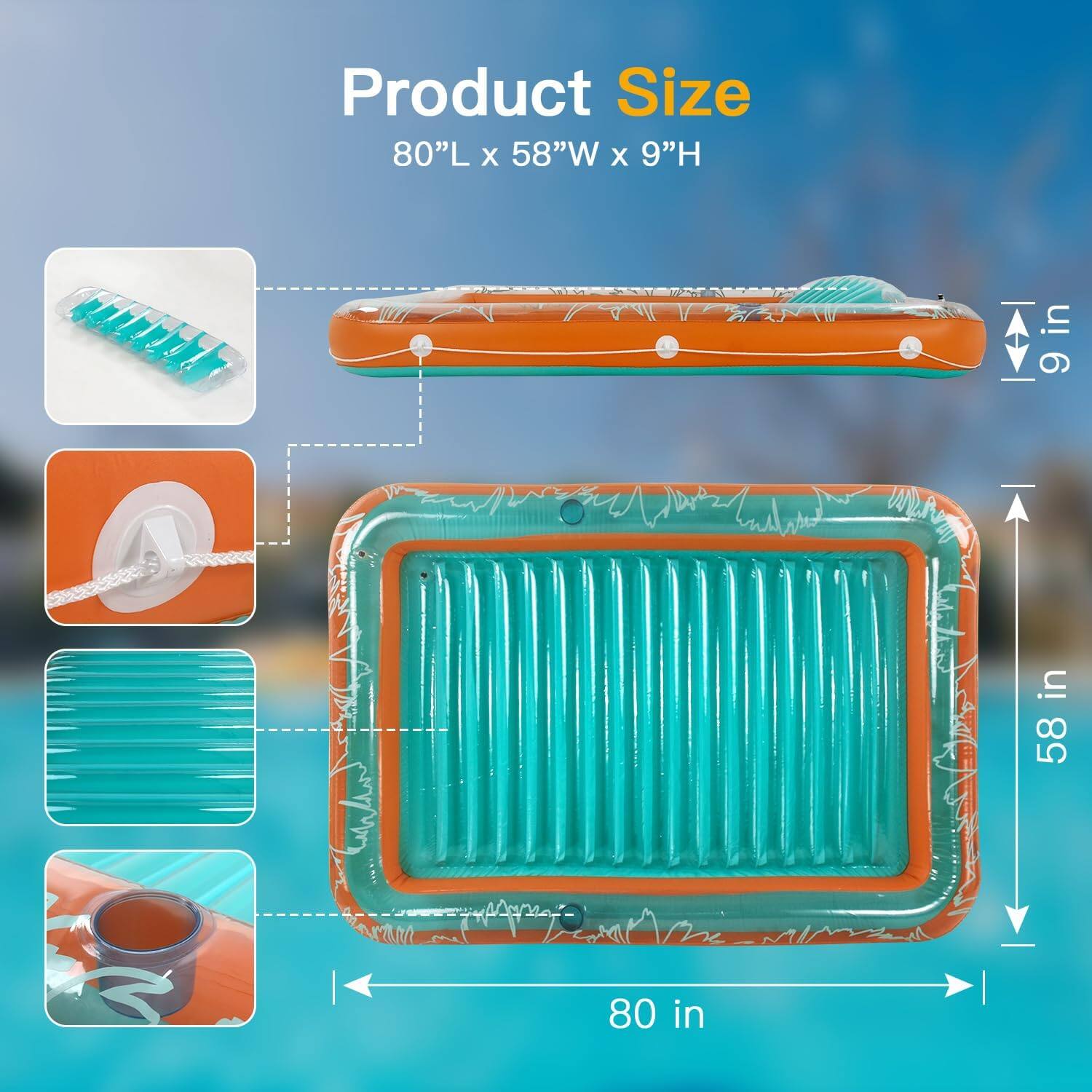 Product Size: 80"L x 58"W x 9"H