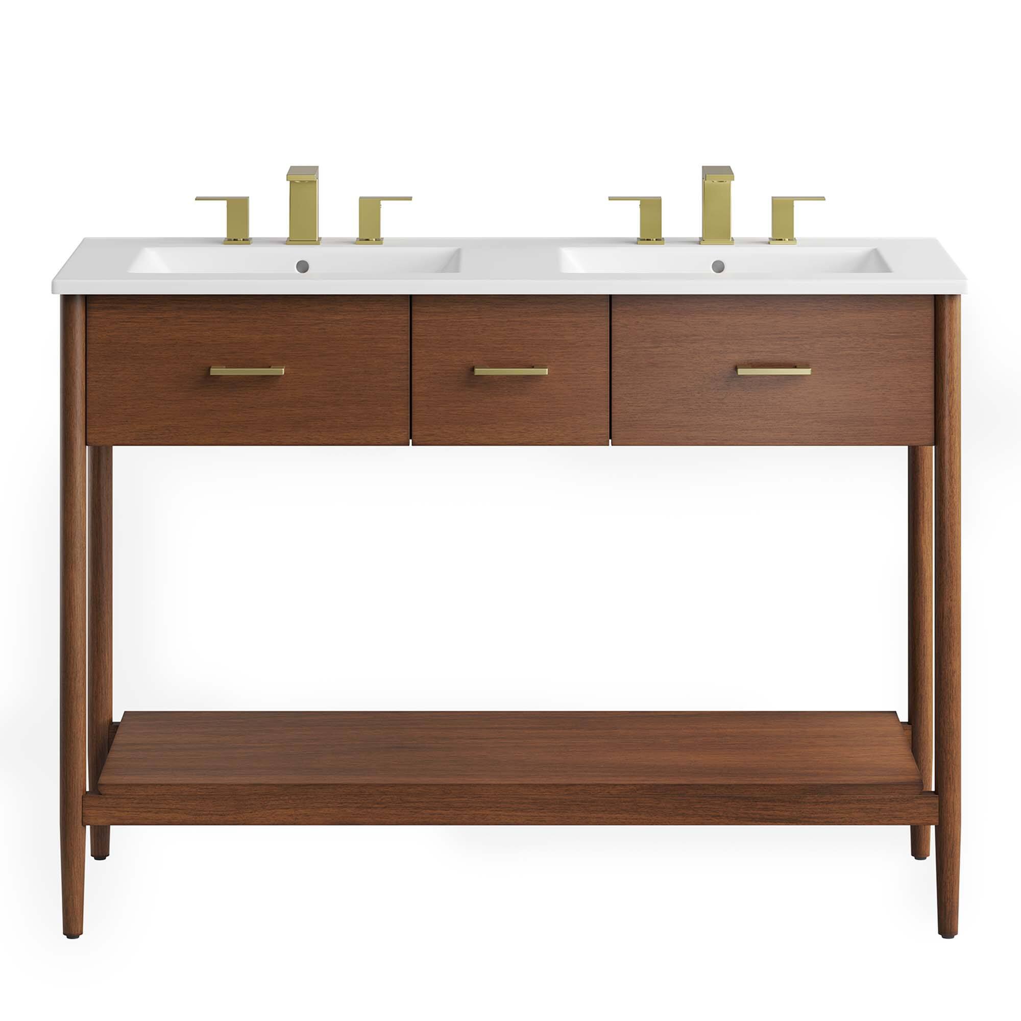 Alt View 5. Modway - Zaire Bathroom Vanity Basin Included by Modway - Walnut White.