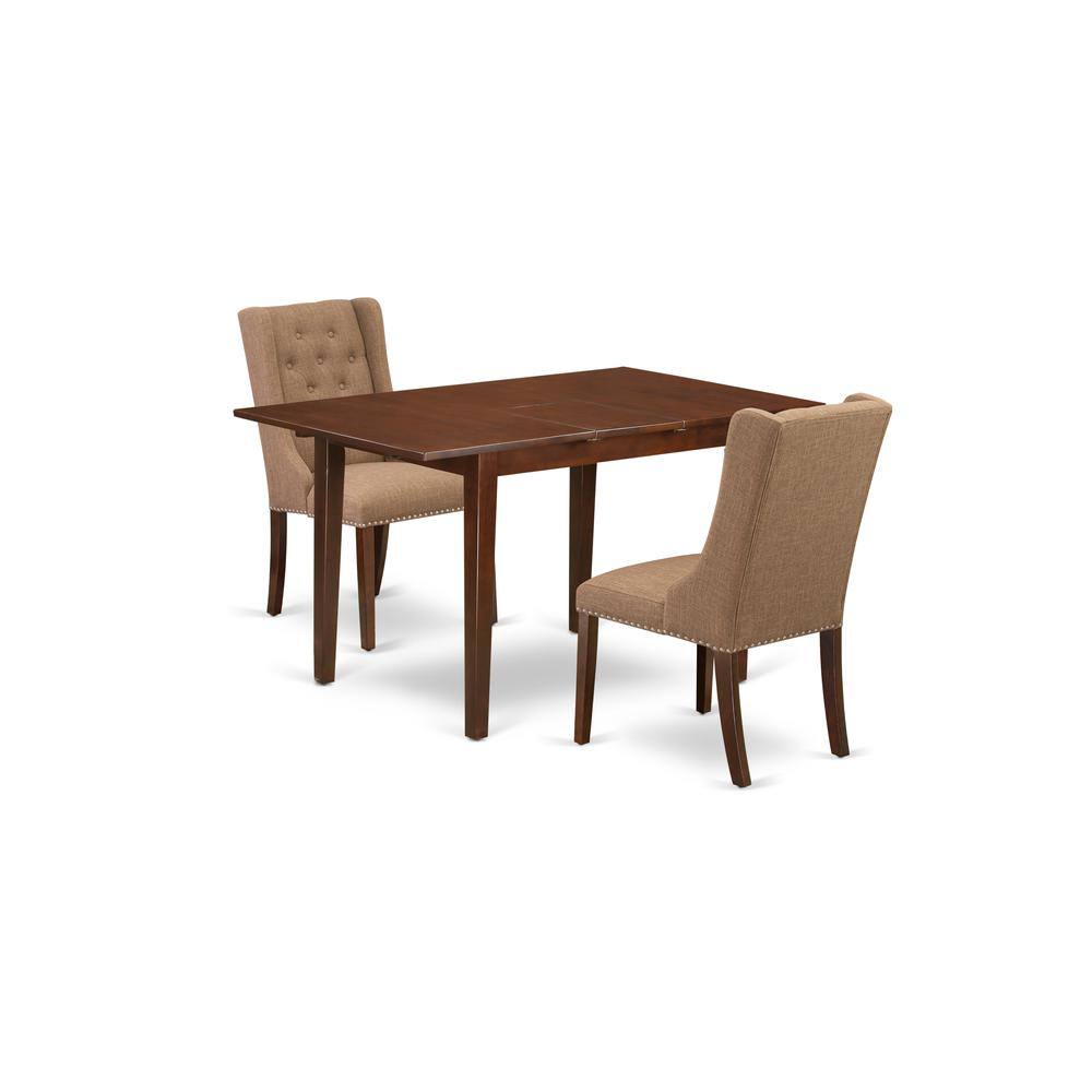 Left. East West Furniture - East West Furniture PSFO3-MAH-47 3-Piece Dining Table Set Includes 1 Picasso Butterfly Leaf Kitchen Dining Table and 2 - Mahogany.