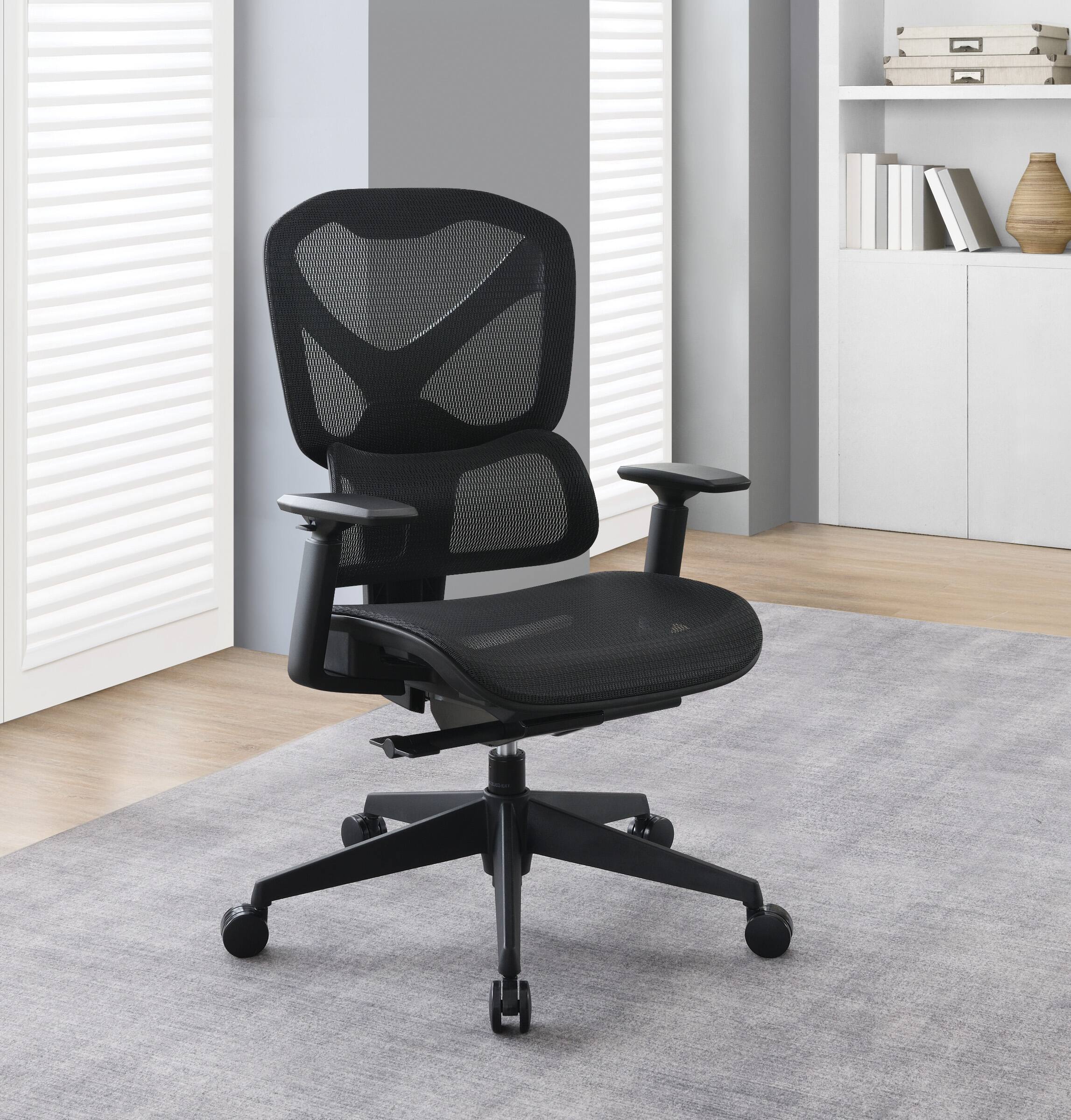 Alt View 13. OSP Home Furnishings - High Back Mesh Back Manager’s Chair with Self-Adjusting Lumbar Support and Adjustable Arms - Black.