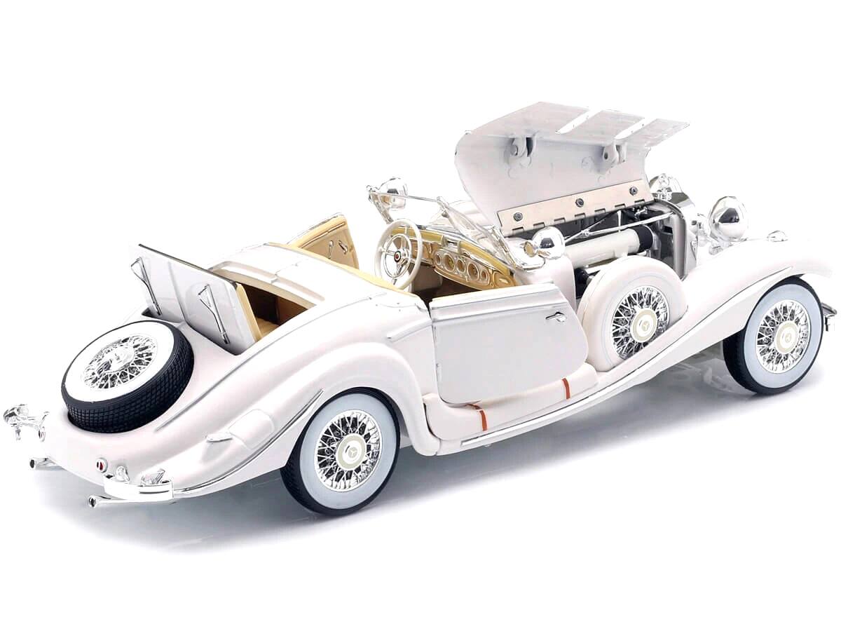 Alt View 3. Maisto - 1936 Mercedes Benz 500 K Special Roadster White 1/18 Diecast Model Car by Maisto.