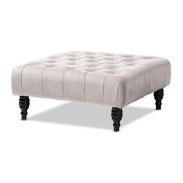 Baxton Studio - Keswick Transitional Velvet Fabric Upholstered Button Tufted Cocktail Ottoman - Slate Gray