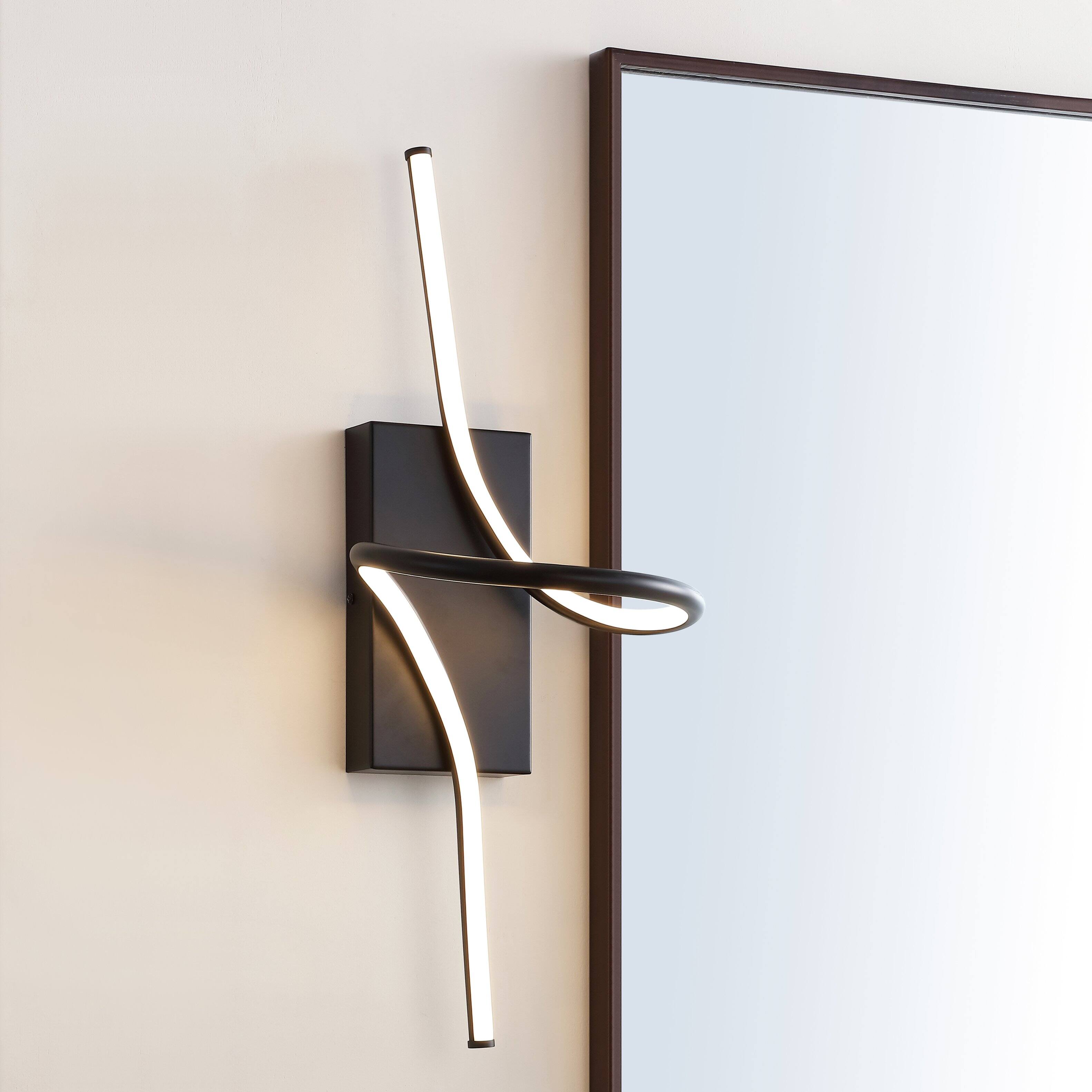 Alt View 10. Jonathan Y - Sketch 9" Minimalist Metal Integrated LED Vanity Light Sconce, Black - Black.