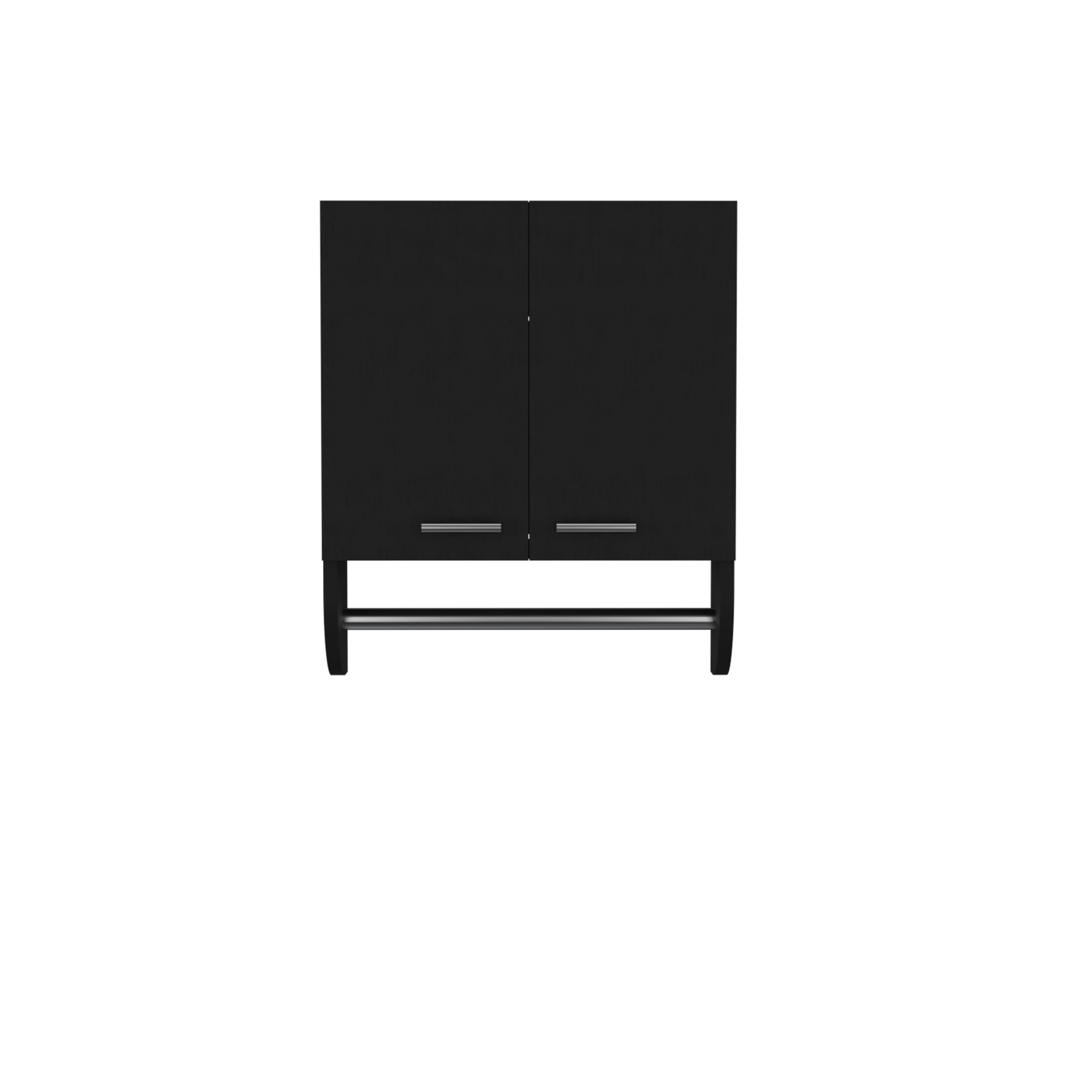 TuHome - Optim Medicine Cabinet With Towel Holder 17.4" Wide Medice Cabinet Organizer With Two Interior Shelves And Tower Holder - Black Wengue