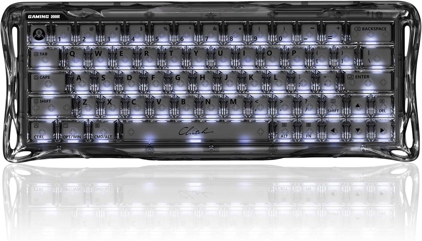 GAMING  
0 1 ! 2 a 3 # 4 $ 5 % 6 A 7 & 8 * ( 9 0 - = + x BACKSPACE 2 TAB Q W E 1 R T Y U I O P { [ } ] CAPS A S D F G H J K L : ENTER + 1 SHIFT + + Z X C V B N M < > ? / o SHIFT x DEL CTRL OPT/WIN CMD/ALT + Clitek ALT FN CTRL OPT/WIN