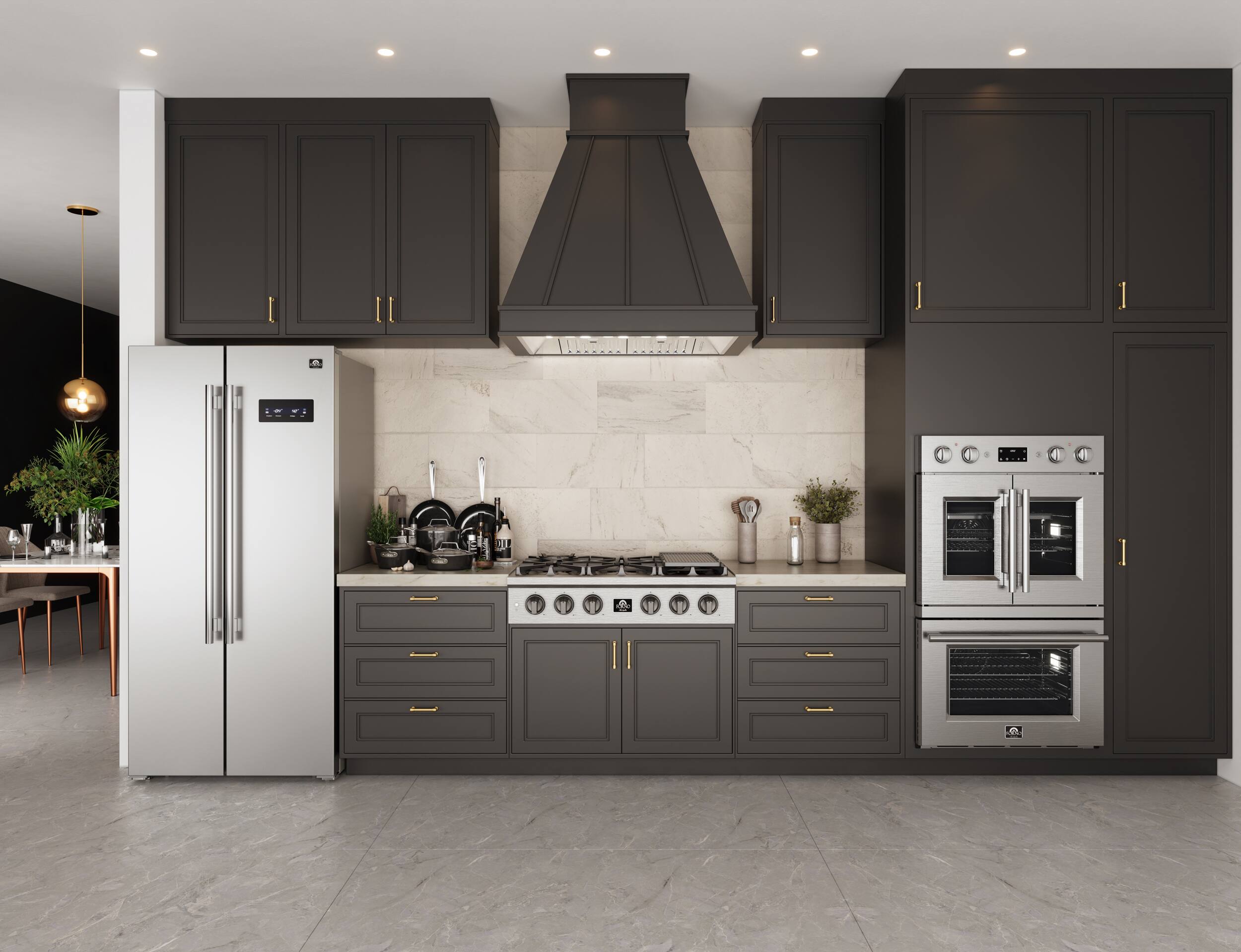 Alt View 4. Forno Appliances - Altilia 36" Built-In Range Hood with LED Lighting - Stainless steel.