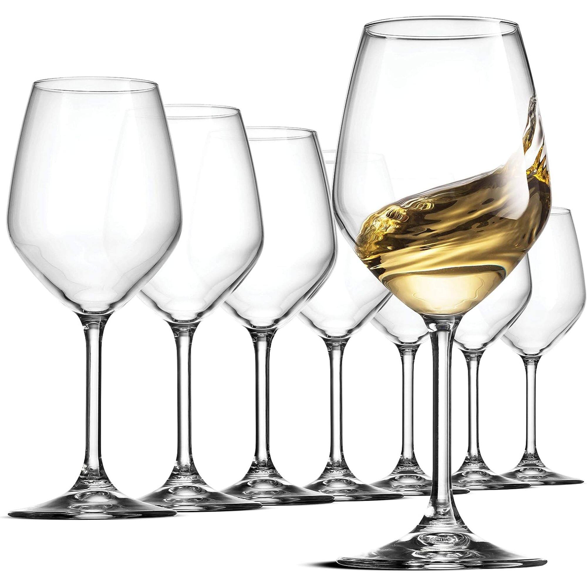 Front. Bormioli Rocco - Bormioli Rocco White Wine Glasses Set of 8, 14.75 Oz Clear Stemmed Goblets - Clear.