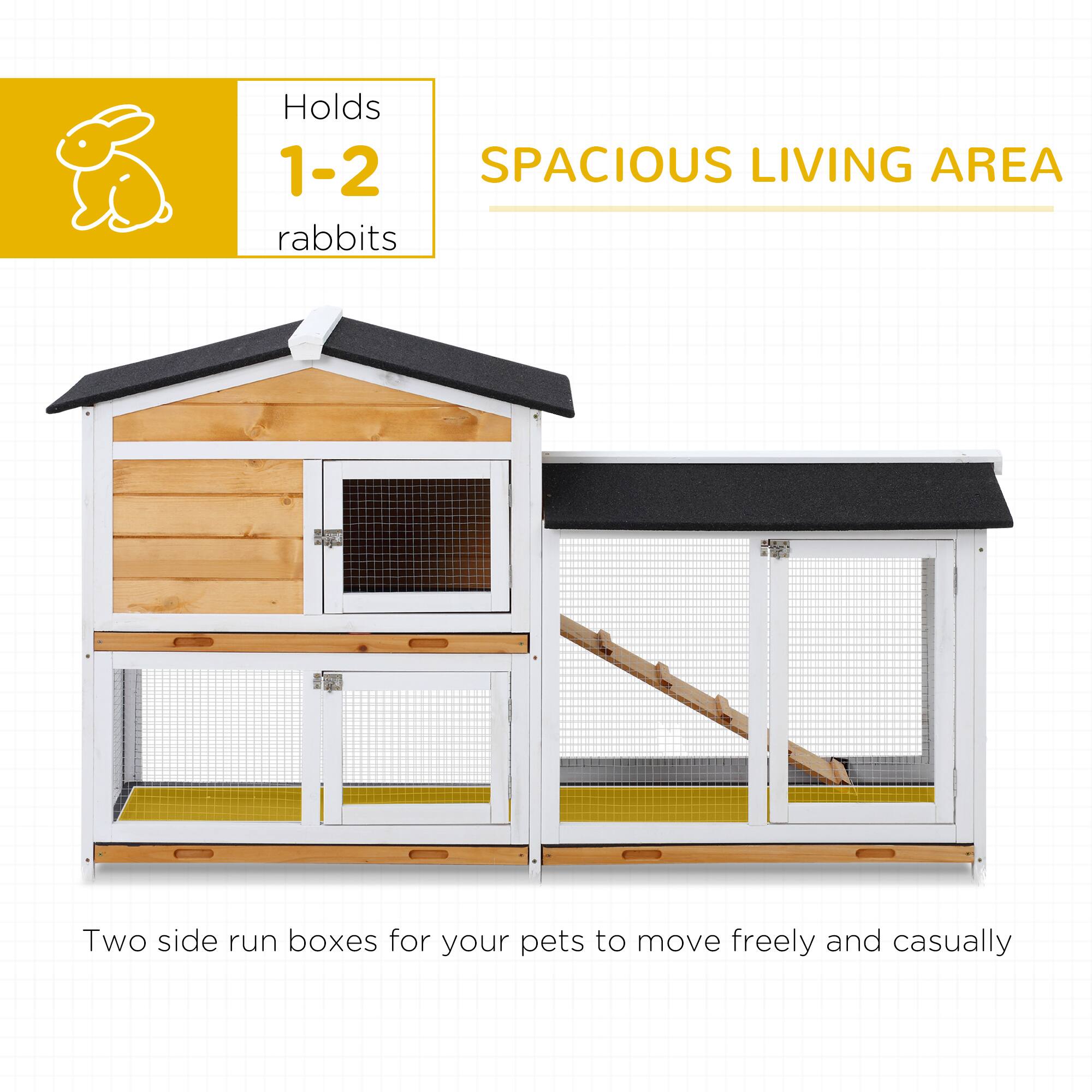 Holds 1-2 rabbits

SPACIOUS LIVING AREA

Two side run boxes for your pets to move freely and casually