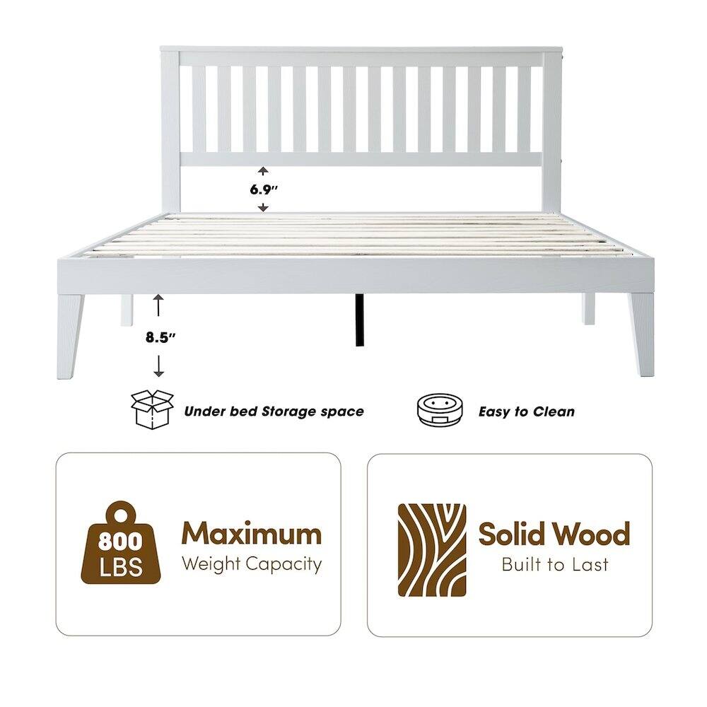 6.9" 8.5" Under bed Storage space Easy to Clean 800 Maximum LBS Weight Capacity Solid Wood Built to Last
