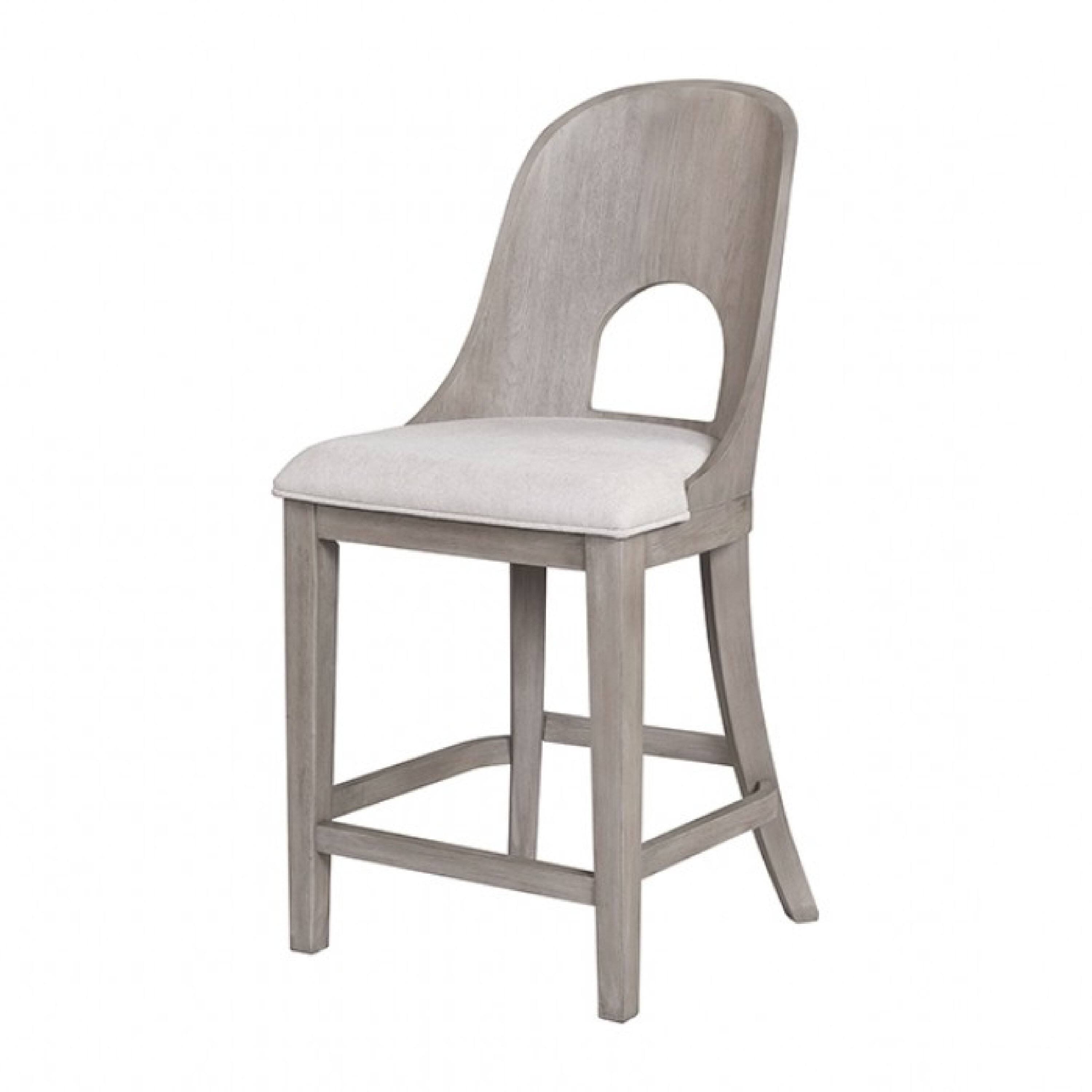 Alt View 1. Manhattan Lane - Zoko Counter Height Chair Set of 2, Curved Cut Out Back - White Wash Oak, White.