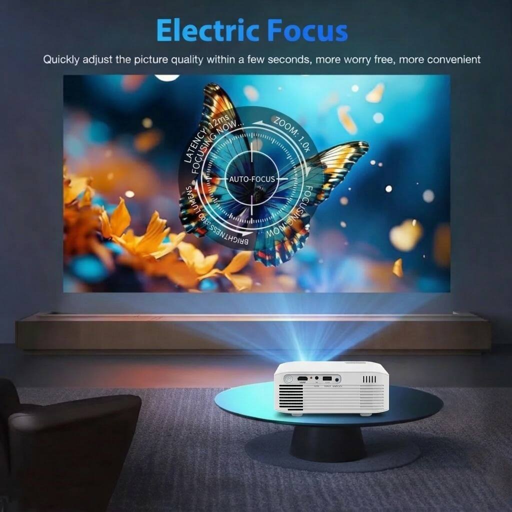 Electric Focus  
Quickly adjust the picture quality within a few seconds, more worry free, more convenient  

12ms NOW...  
ZOOM: 1.0x  
AUTO-FOCUS  
LUMENS  
FOCUSING  
100  
BRIGHTNESS  
MON