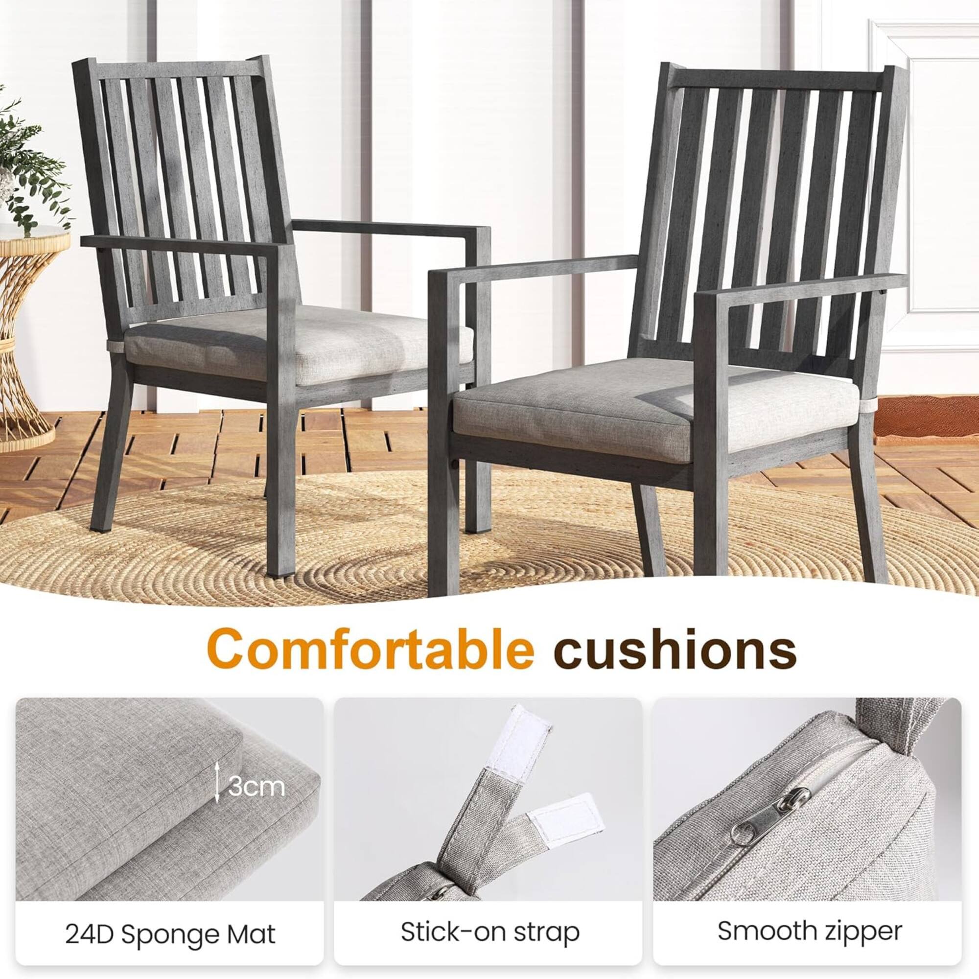 Comfortable cushions

- 3cm
- 24D Sponge Mat
- Stick-on strap
- Smooth zipper