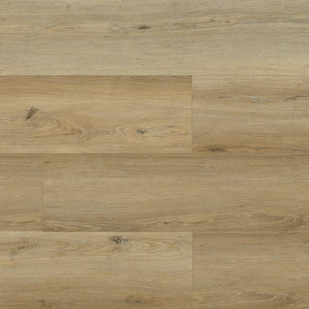 Left. Dotfloor - 62.6"x9" SPC Composite Flooring; 5 Planks/Box (19.56 sq. ft/Box); 8mm Thick with ; 30 mil Wear Layer; - Sand Tan.