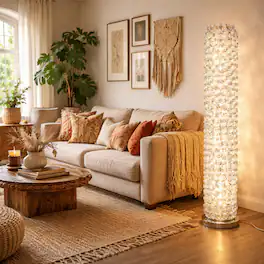 FC Design - 54"H Artsy LED Aluminum Wire Wrapped Decorative Column Lamp with Chrome Finish Base