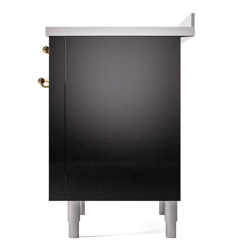 Alt View 10. ILVE - ILVE Nostalgie II Series 36 in. Induction Range with 6 Induction Elements (Brass Trim) - Glossy Black.