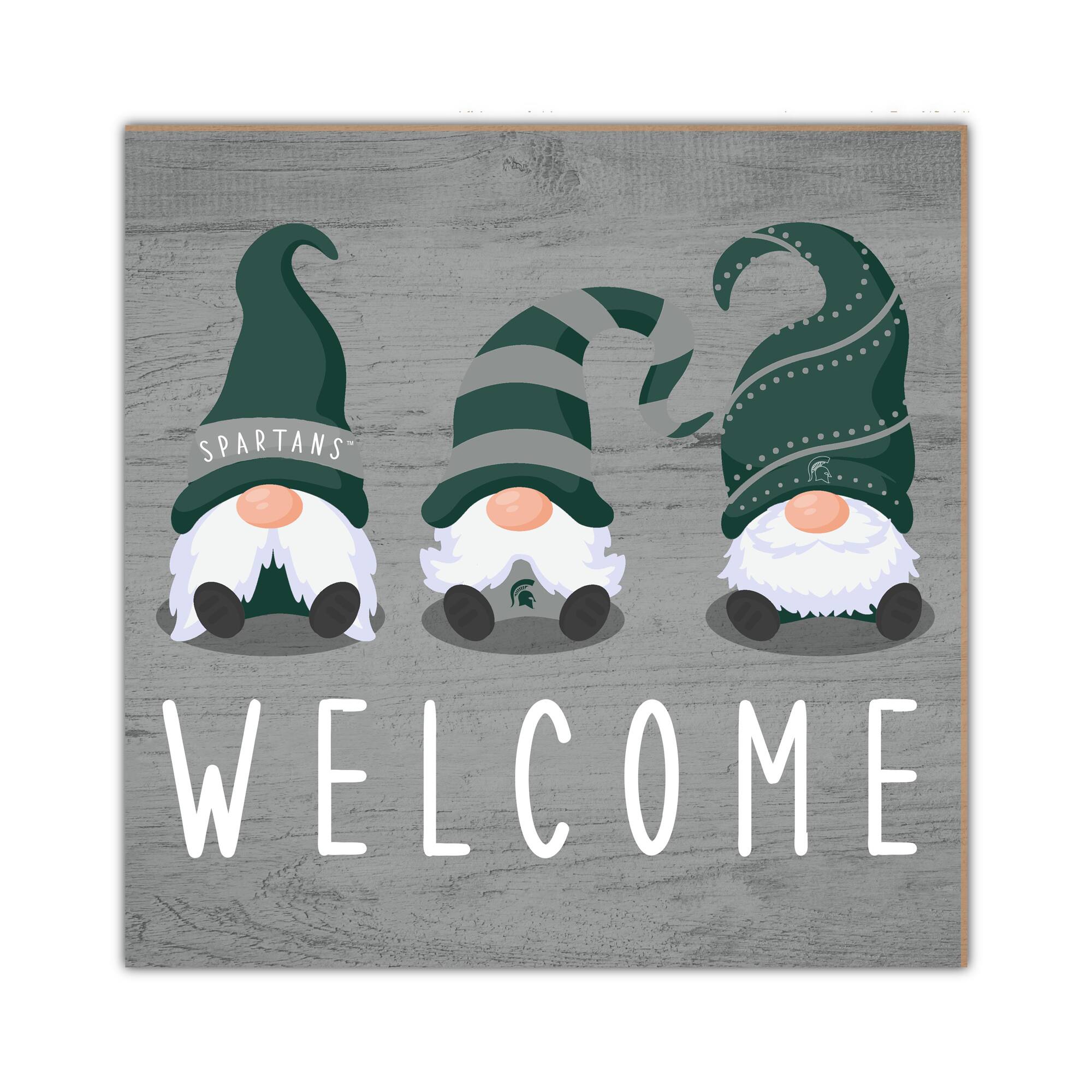 Michigan State Spartans 10'' x 10'' Welcome Gnomes Sign