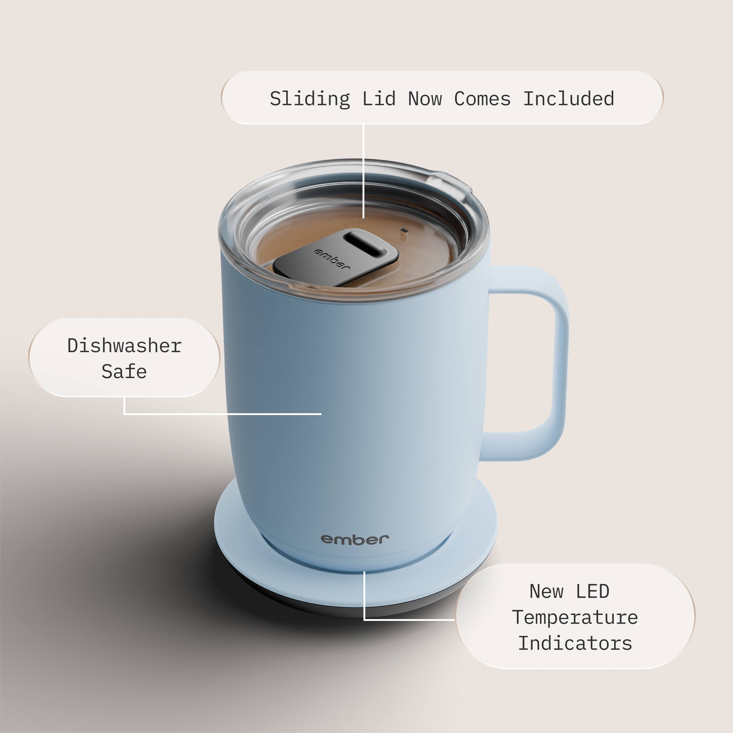 Sliding Lid Now Comes Included  
Dishwasher Safe  
New LED Temperature Indicators