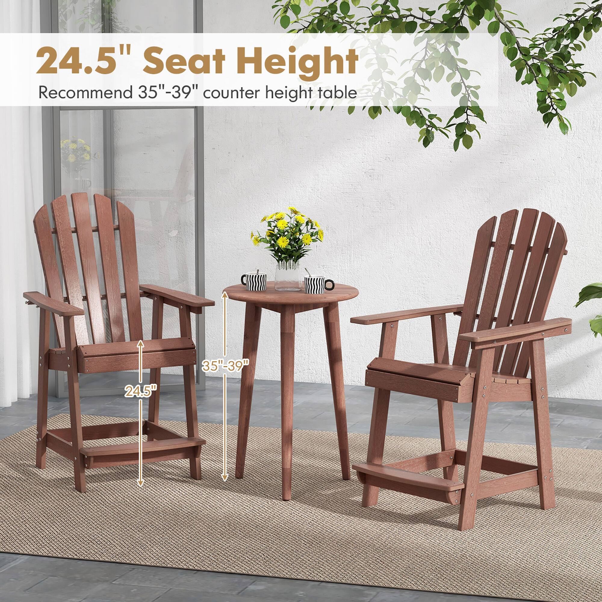 24.5" Seat Height  
Recommend 35"-39" counter height table