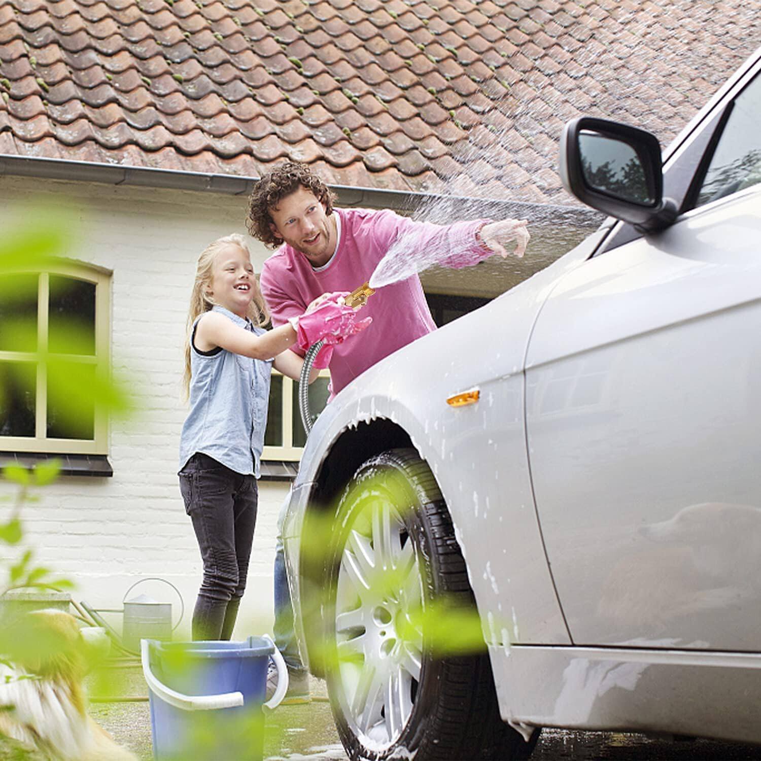 Alt View 5. Fabibe - 100ft Metal Garden Hose Durable Stainless Steel Water Flexible Lightweight Resistant Kinks Tangleswith 10-way Nozzle ... - Silver 75FT.