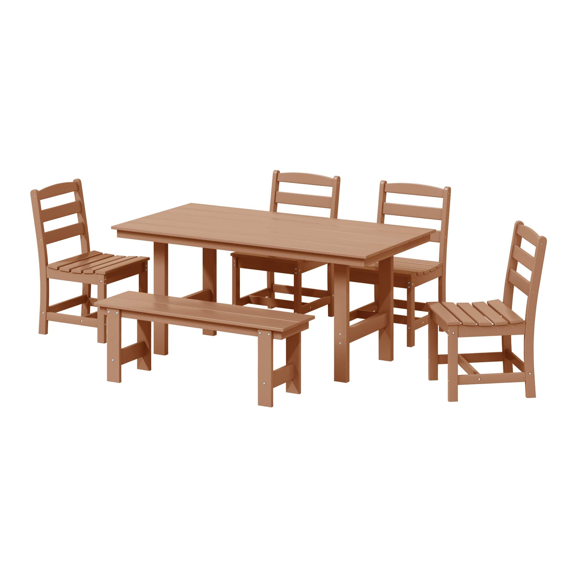 WestinTrends - Ashore 6-Piece Outdoor HDPE Rectangular Patio Dining Table Set with Bench - Teak price history on PriceWatchPro