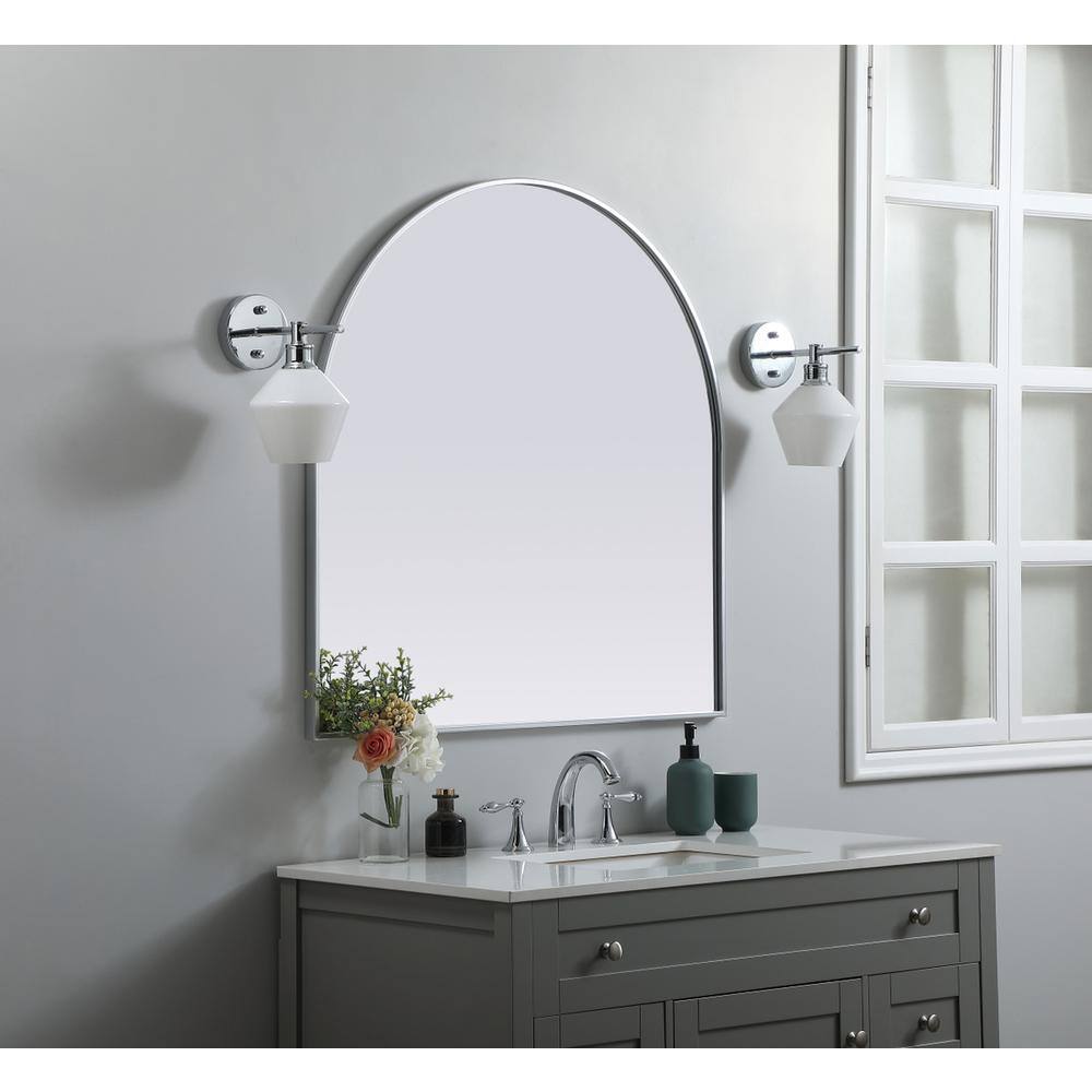 Alt View 4. Elegant Decor - Metal Frame Arch Mirror 36x36 Inch in Silver - Silver.