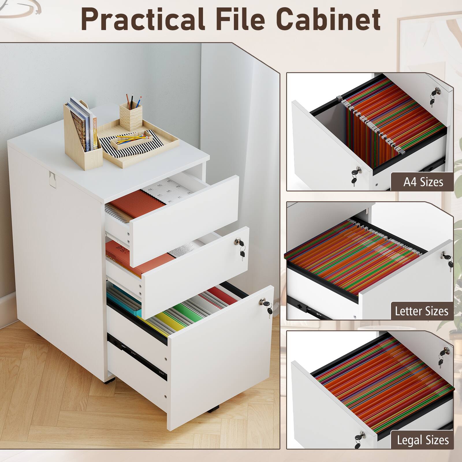 Practical File Cabinet

A4 Sizes  
Letter Sizes  
Legal Sizes