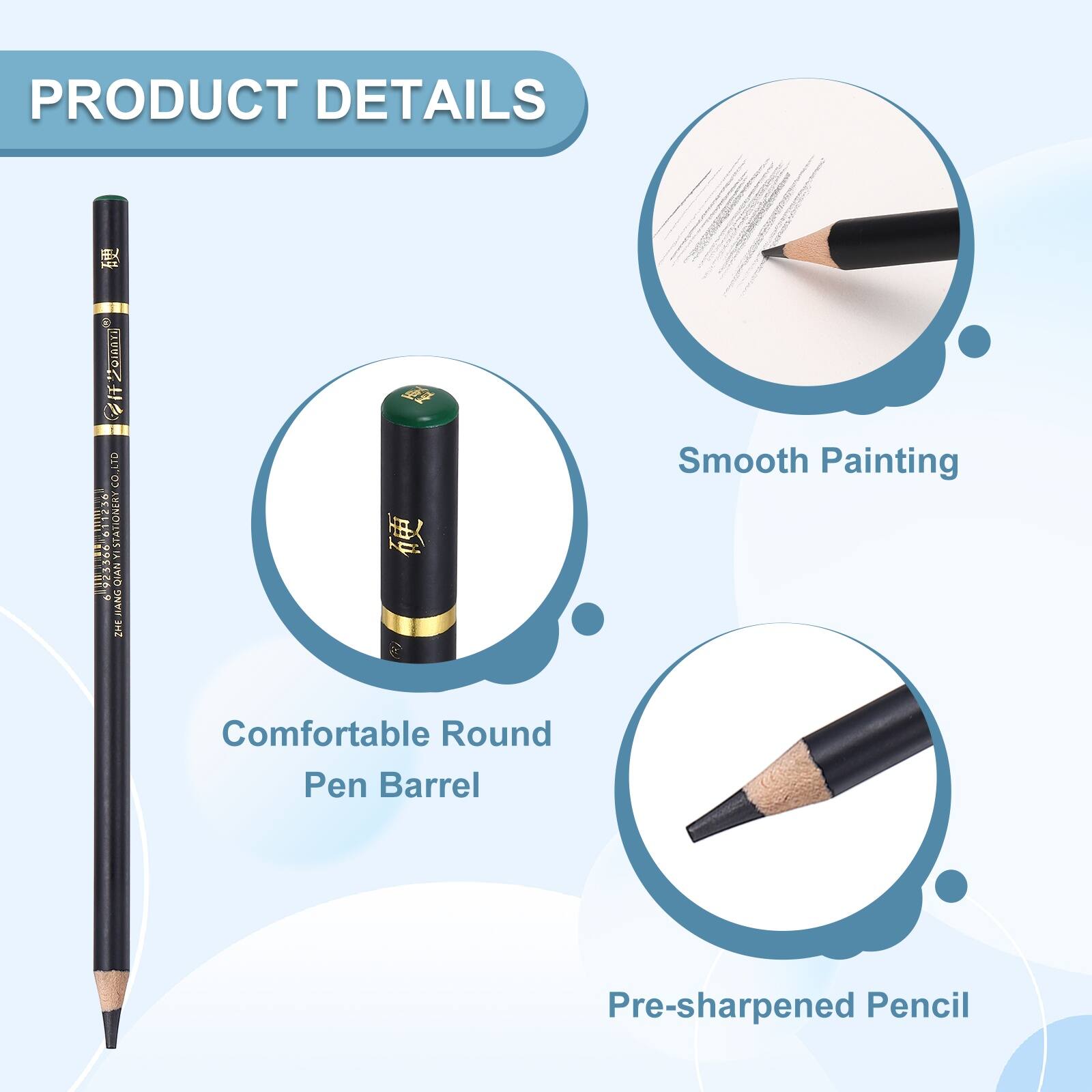 PRODUCT DETAILS

- Smooth Painting
- Comfortable Round Pen Barrel
- Pre-sharpened Pencil