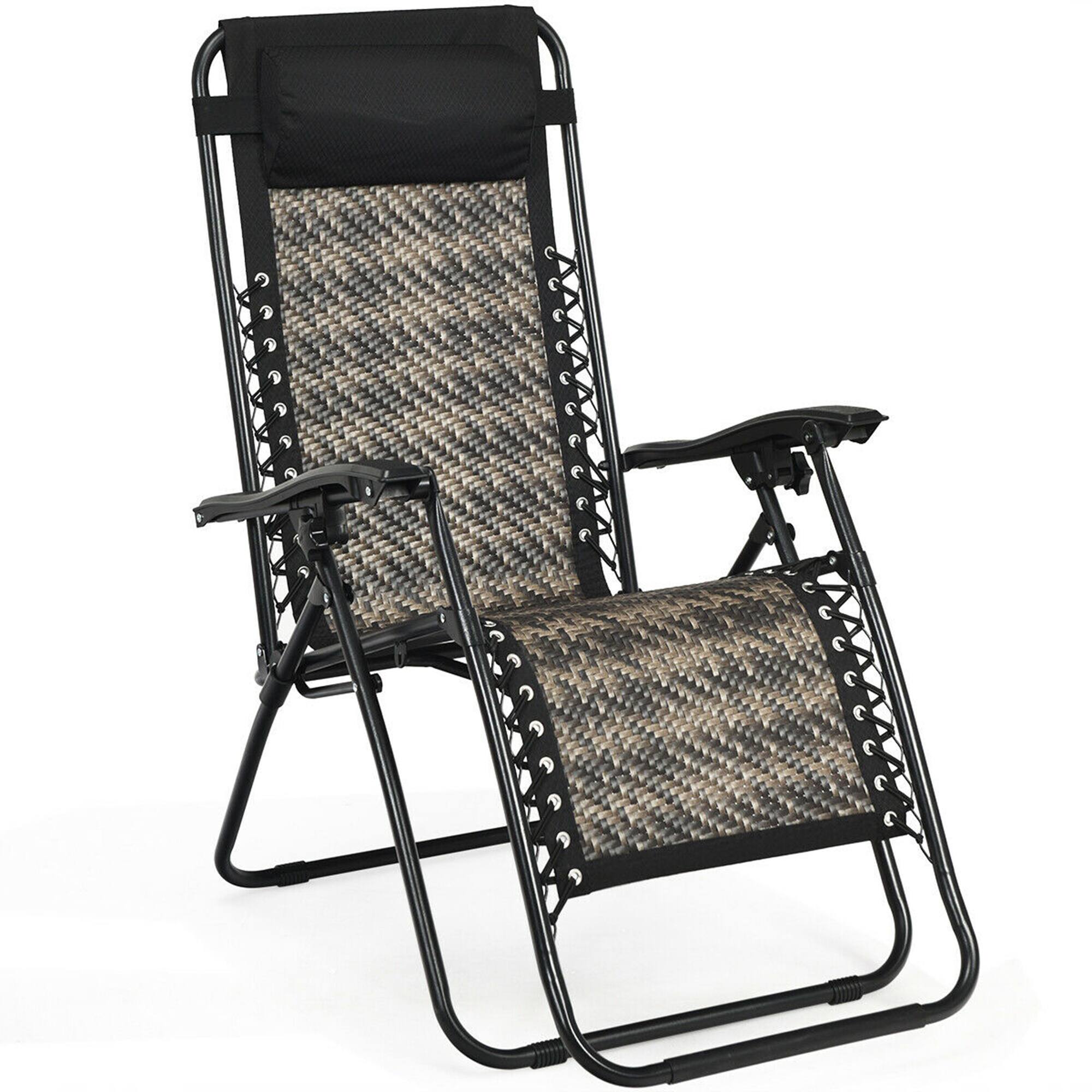 Alt View 3. Gymax - Gymax Folding Rattan Patio Zero Gravity Lounge Chair Recliner with Headrest - Gray.