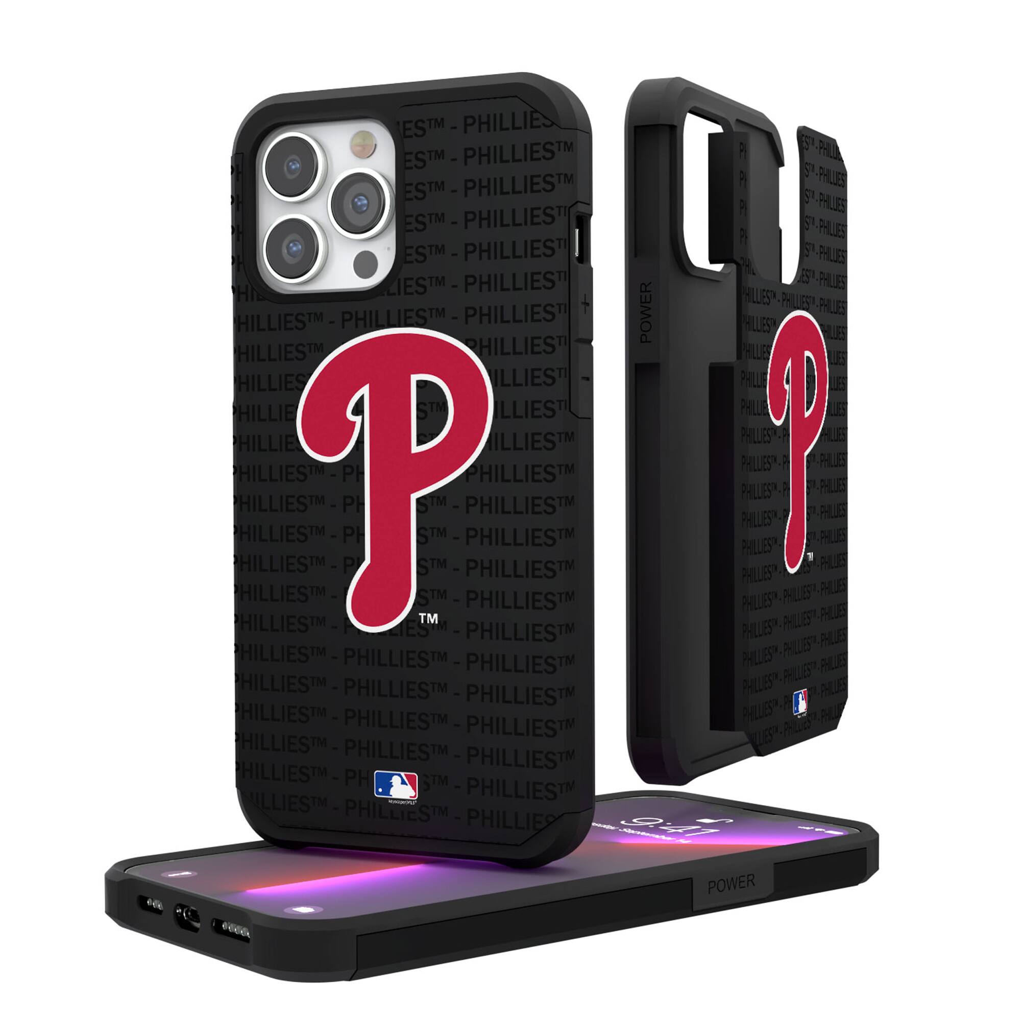 Keyscaper - MLB - Philadelphia Phillies - iPhone Text Backdrop Rugged Case - 14 Pro - Multicolor price history on PriceWatchPro
