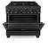 Angle. ZLINE - 36" Legacy Dual Fuel Range with 6 Brass Burners & Oven (RAB-BR-36) - Black Stainless Steel.