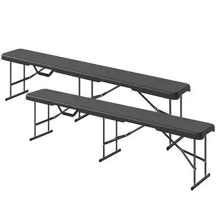 Front. Outsunny - Pack 6 ft Portable Foldable Bench Seats - Black.