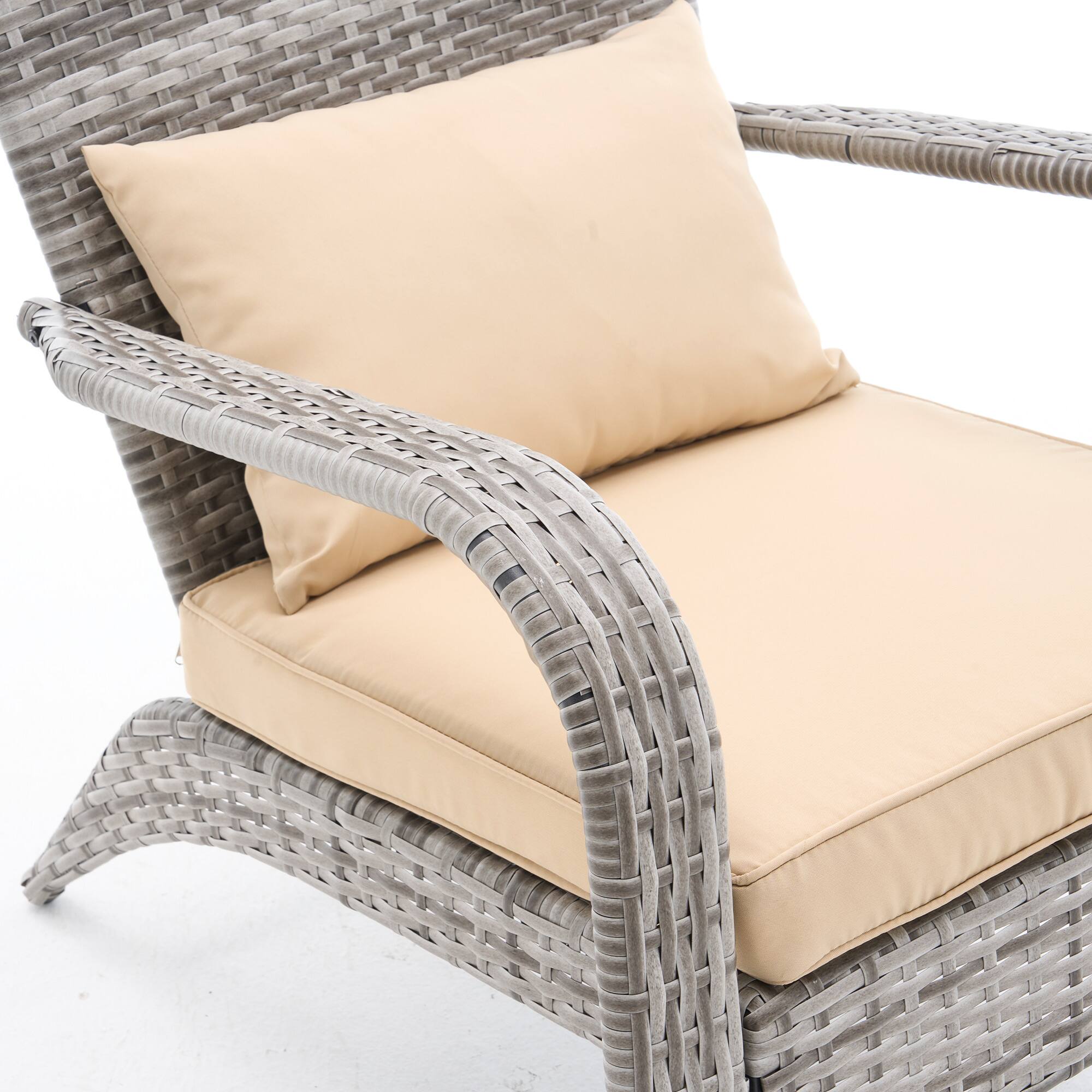 Angle. FERPIT - FERPIT Outdoor Patio Rattan Wicker Chair with Thick Cushions, PE Wicker Lounge Seating for Garden, Balcony & Deck - Grey.