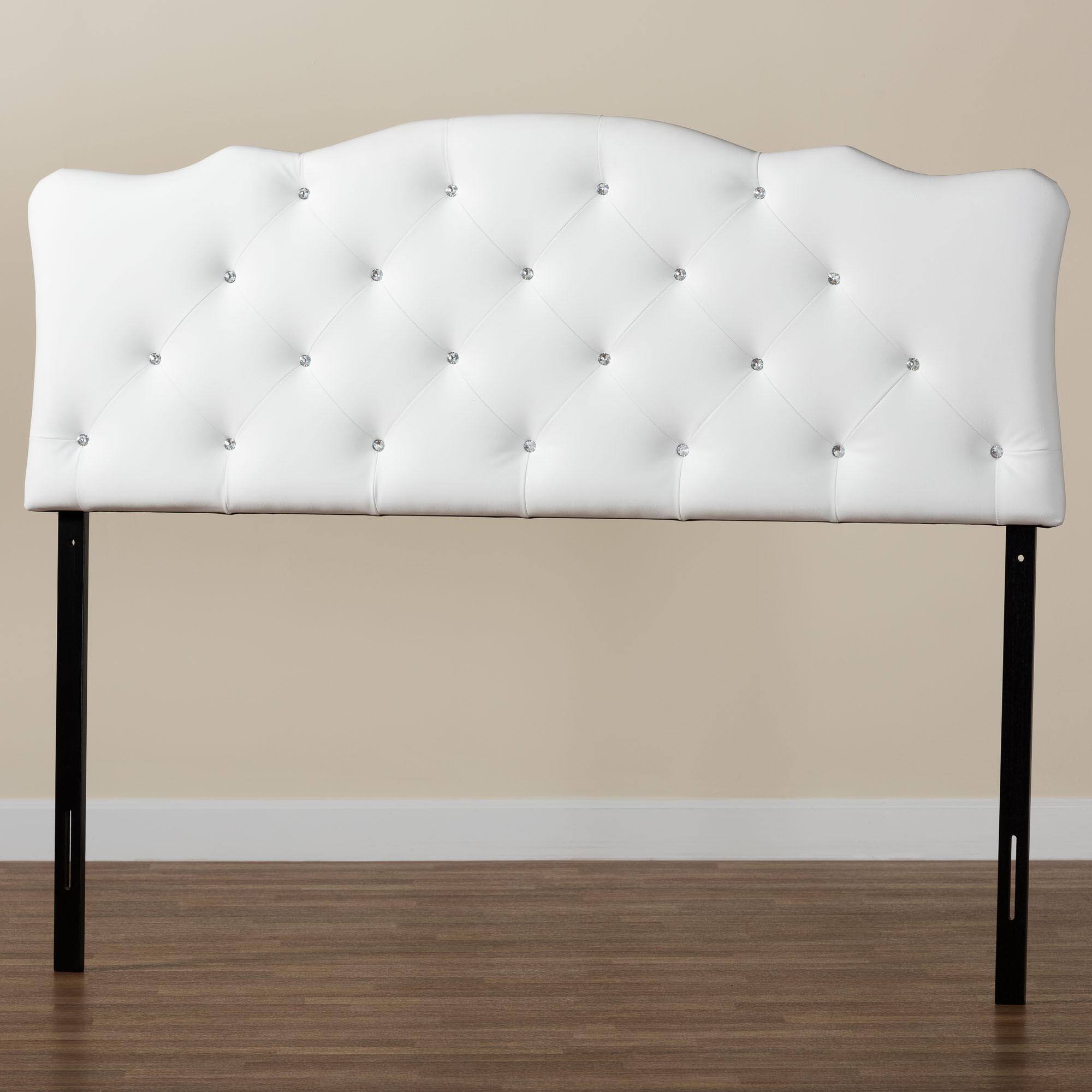 Alt View 1. Baxton Studio - Rita Modern and Contemporary Full Size Faux Leather Upholstered Button-tufted Scalloped Headboard - White.