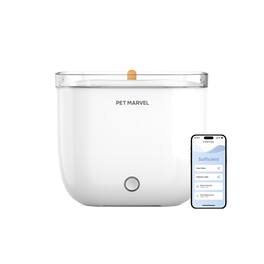 PET MARVEL - Light Plastic Automatic Cat Water Fountain, 68oz/2L for Felines & Small Dogs - White