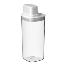 OU - 6 Cup Clear Plastic Airtight Food Storage Container with Measuring Cup Lid for Dry Goods - White