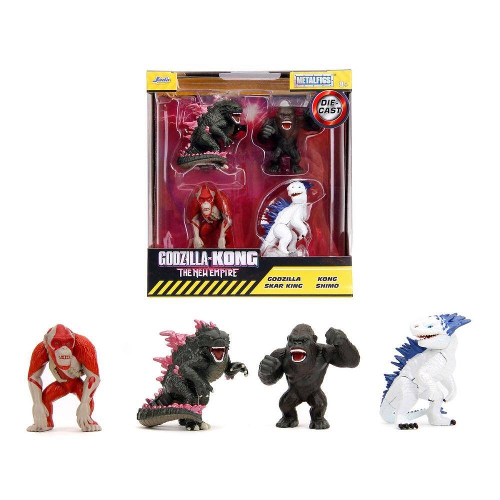 Set of 4 Diecast Figures "Godzilla x Kong: The New Empire" (2024) Movie "Metalfigs" Series Diecast Models by Jada