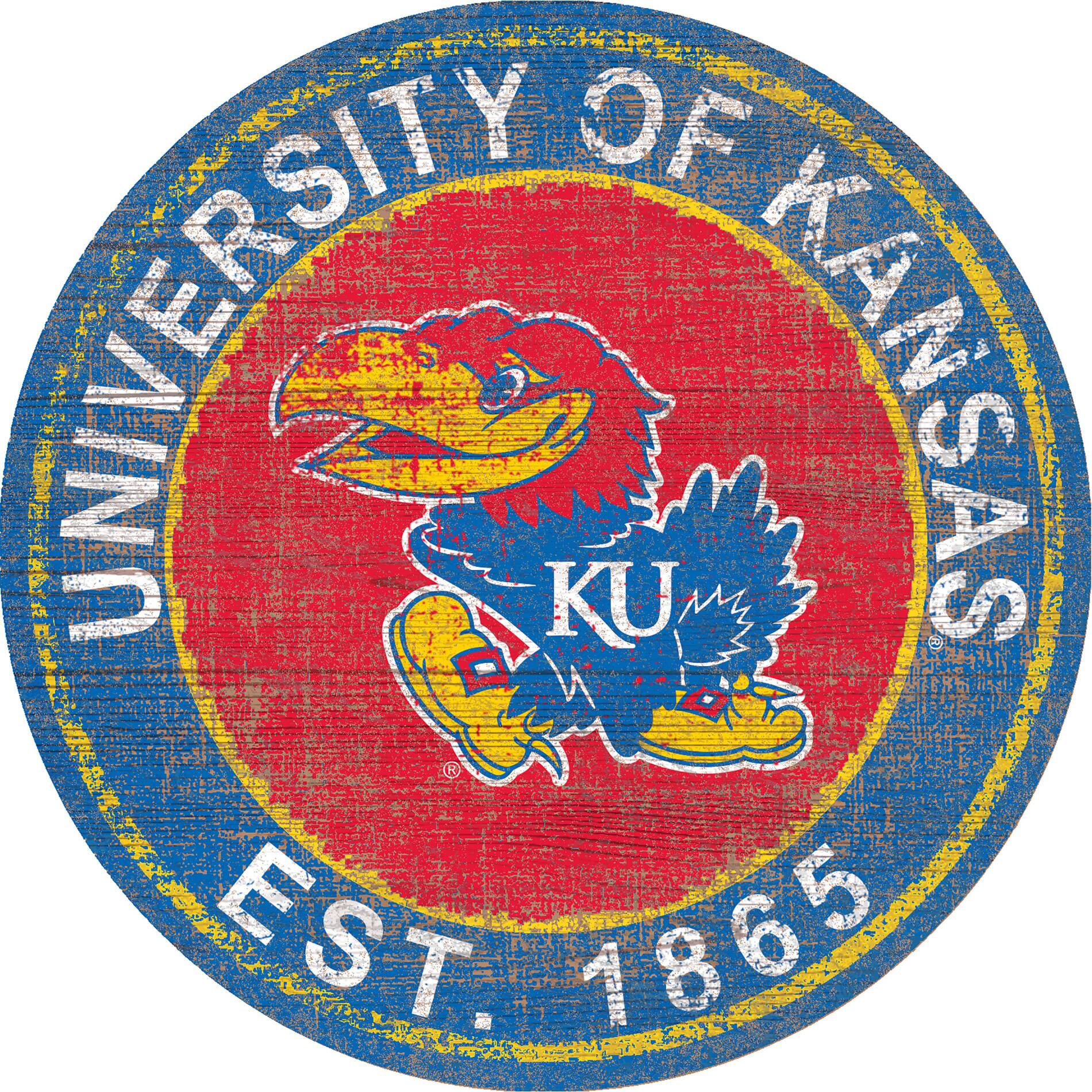 Kansas Jayhawks 24'' Round Heritage Logo Sign
