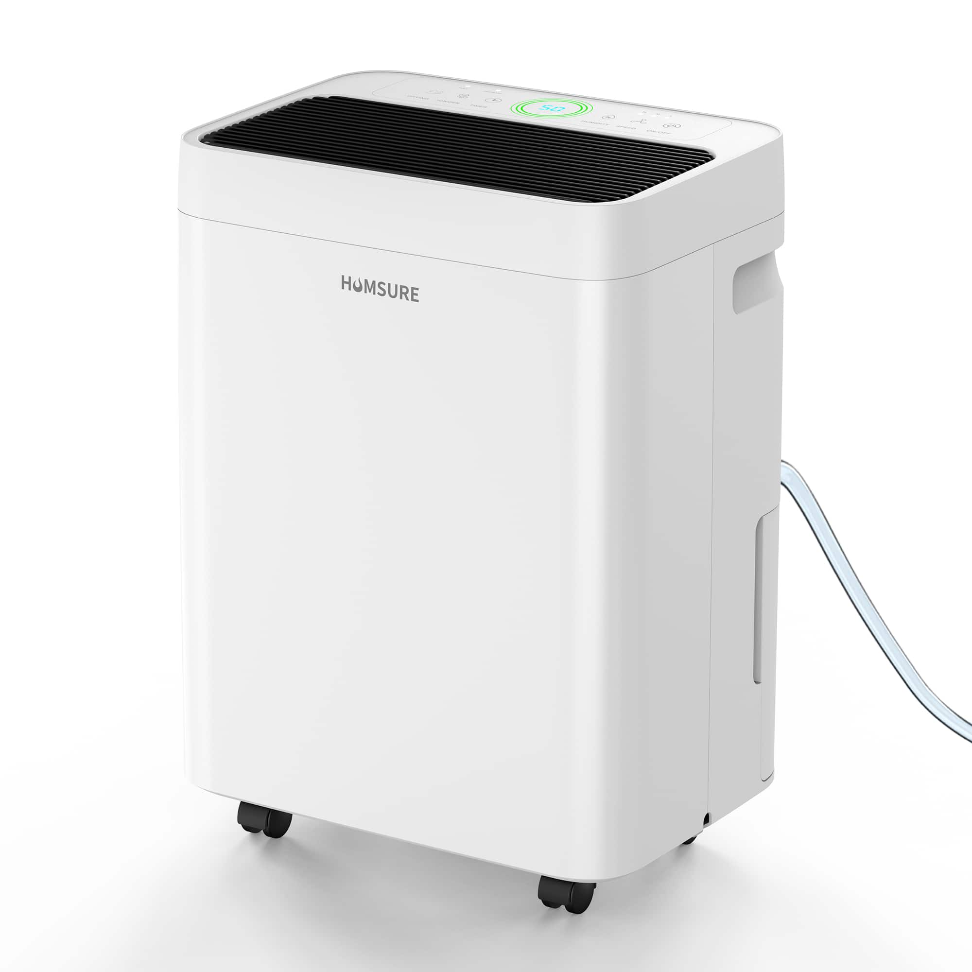 Edendirect - 53 pt. 4,500 sq. ft. Dehumidifier with Drain Hose, Bucket in. White, Variable Speed, Auto Defrost, 24Hr Timer, Ionizer