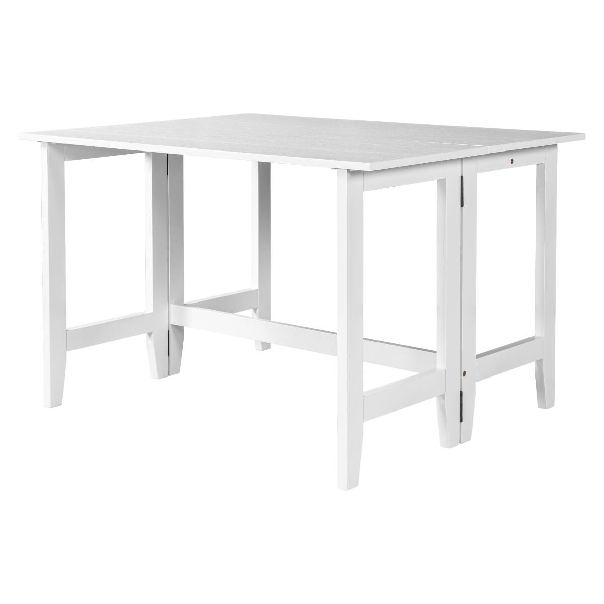 Alt View 4. Loheer - Loheer White Farmhouse Dining Table, Extendable Drop Leaf Design for Small Spaces - White.