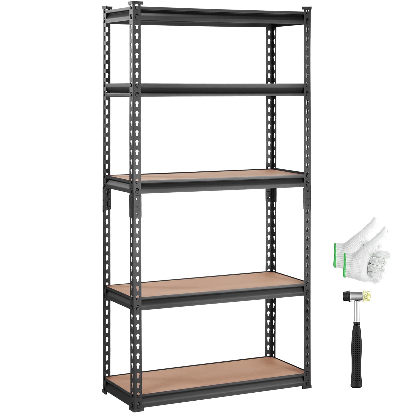 Front. VEVOR - Storage Shelving Unit, 5-Tier Adjustable, 2000 lbs Capacity, Heavy Duty Garage Shelves Metal Organizer Utility Rack - Black.