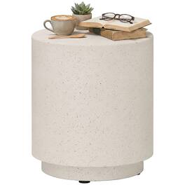 Homcom - Accent Table with Concrete Finish Round Side Table - Light Yellow